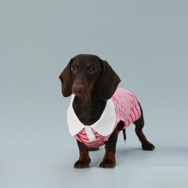 Dog Vest Sleeveless Red Striped Small Dog Schnauzer Sausage