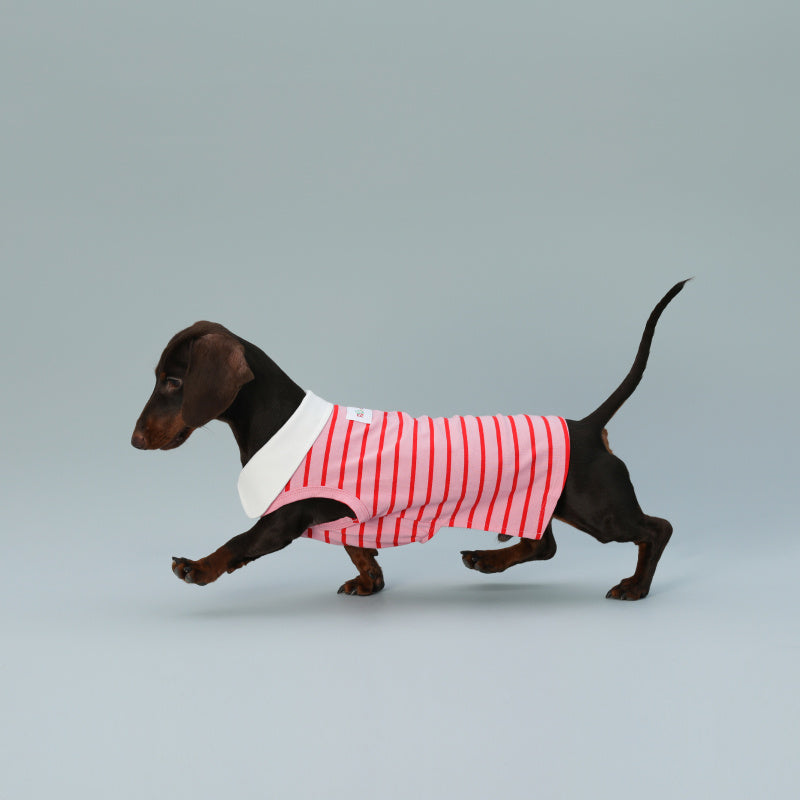 Dog Vest Sleeveless Red Striped Small Dog Schnauzer Sausage