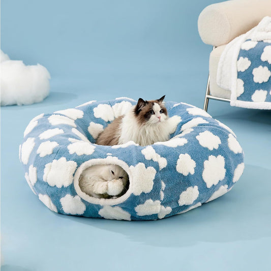 Plush Cat Tunnel Light Cloud Donut Foldable Cat Tunnel Cat Nest