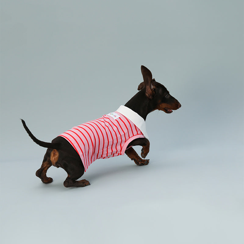 Dog Vest Sleeveless Red Striped Small Dog Schnauzer Sausage