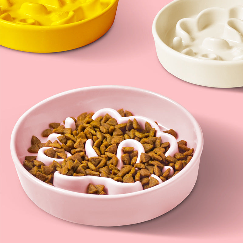 Pet Cartoon Anti Choking Ceramic Bowl