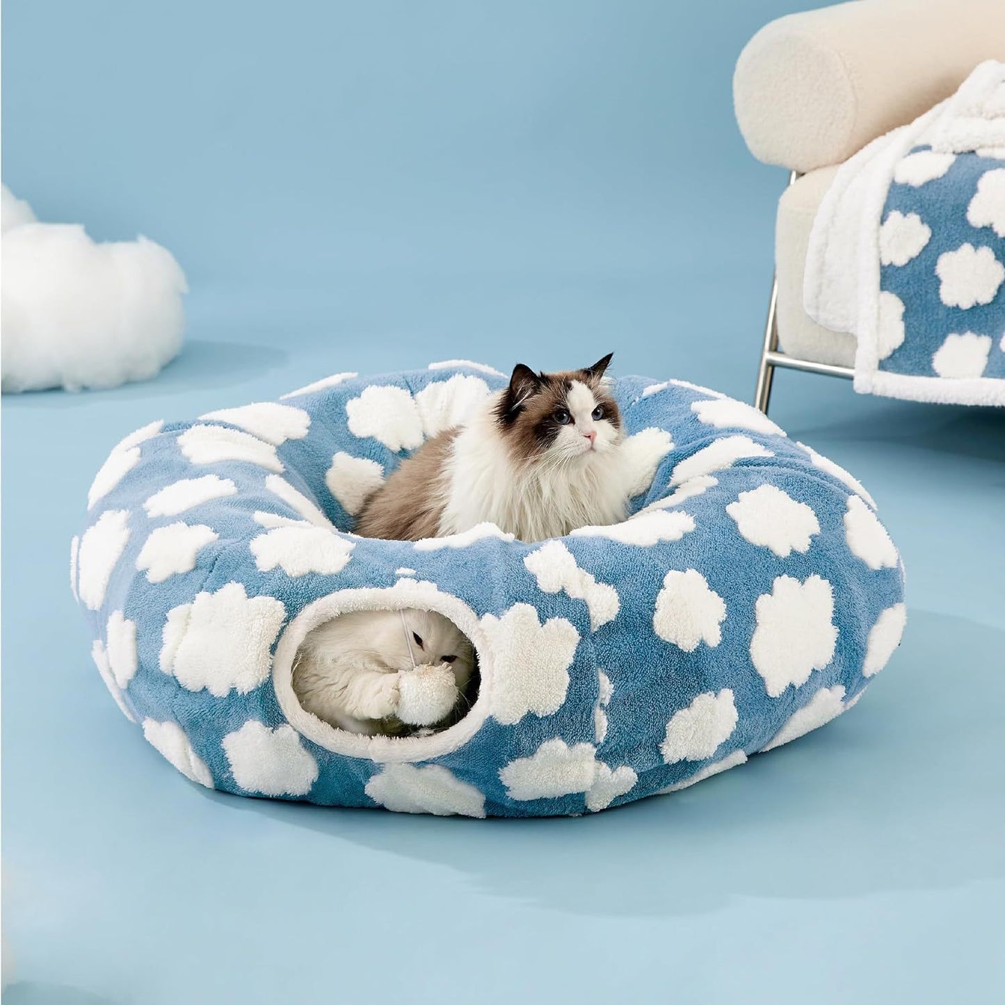 Plush Cat Tunnel Light Cloud Donut Foldable Cat Tunnel Cat Nest