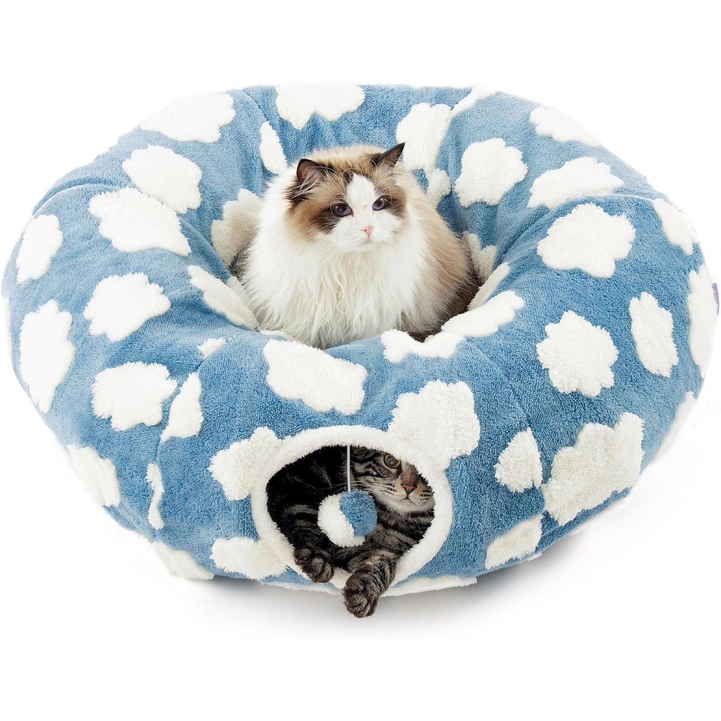 Plush Cat Tunnel Light Cloud Donut Foldable Cat Tunnel Cat Nest